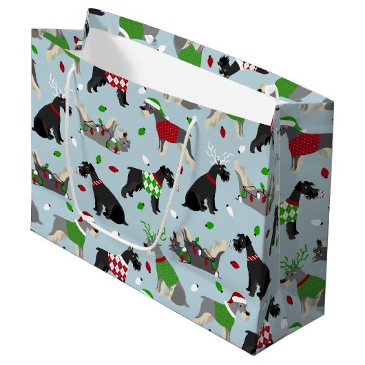 Kerstschnauzer Groot Cadeauzakje (Voorkant Gekanteld)