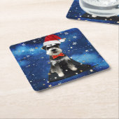 Kerstschnauzer Kartonnen Onderzetters (Schuin)