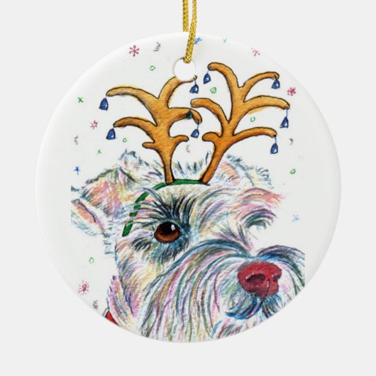 Kerstschnauzer Keramisch Ornament (Voorkant)