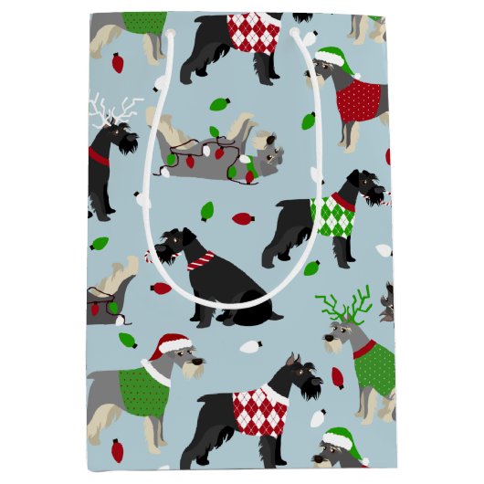 Kerstschnauzer Medium Cadeauzakje (Voorkant)