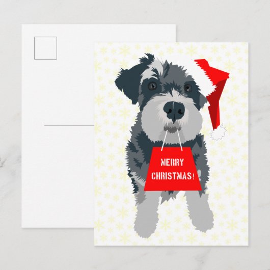 Kerstschnauzer met Briefkaart van Santa Hat (Voorkant / Achterkant)