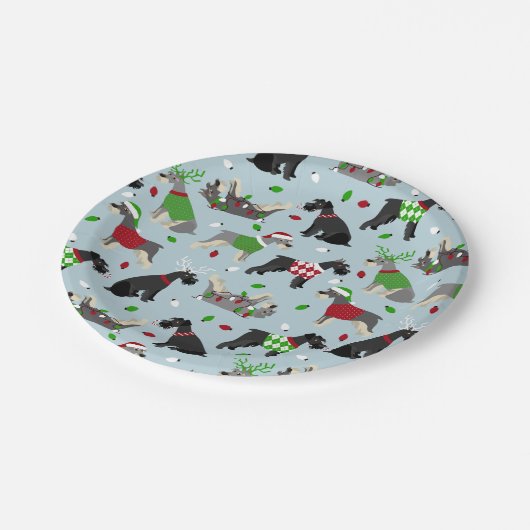 Kerstschnauzer Papieren Bordje (Gekanteld)