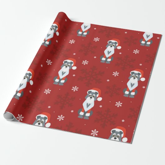 KerstSchnauzer Pattern Cadeaupapier (Uitgerold)