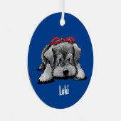 Kerstschnauzer Puppy Metalen Ornament (Voorkant Rechts)