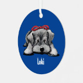 Kerstschnauzer Puppy Metalen Ornament (Voorkant links)