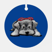 Kerstschnauzer Puppy Metalen Ornament (Achterkant)