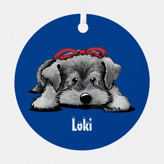 Kerstschnauzer Puppy Metalen Ornament (Voorkant)