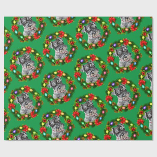 KerstSchnauzer Salt Pepper Cadeaupapier (Vlak)