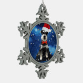 Kerstschnauzer Tin Sneeuwvlok Ornament (Links)