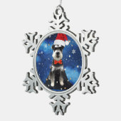 Kerstschnauzer Tin Sneeuwvlok Ornament (Rechts)