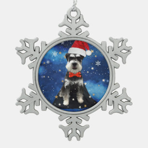 Kerstschnauzer Tin Sneeuwvlok Ornament
