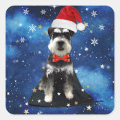Kerstschnauzer Vierkante Sticker (Voorkant)