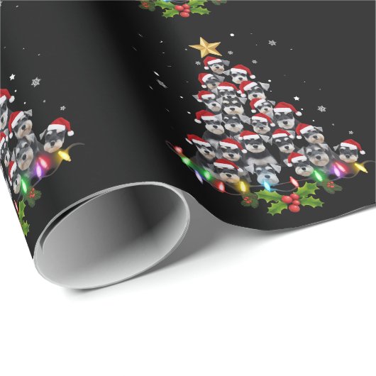 Kerstschnauzerhond Boom Kerstmis Huisdier Dier Cadeaupapier (Rol Hoek)