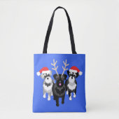 Kerstschnauzers blauw tote bag (Voorkant)