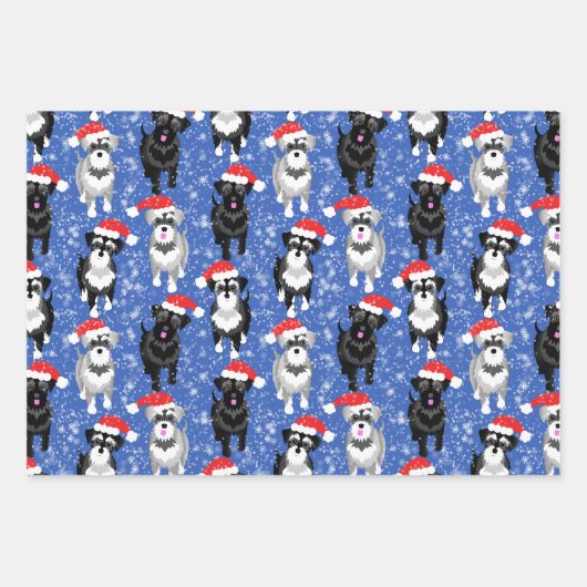 Kerstschnauzers die in de sneeuw spelen inpakpapier vel (Voorkant)