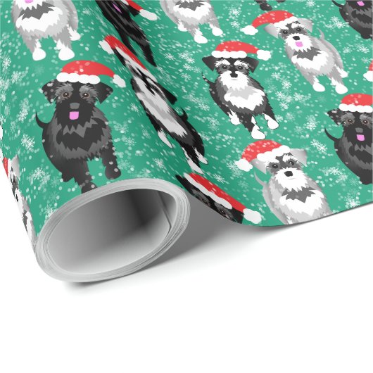Kerstschnauzers in Santa Hats Cadeaupapier (Rol Hoek)