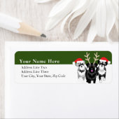 Kerstschnauzers in Santa Hats Etiket (Insitu)