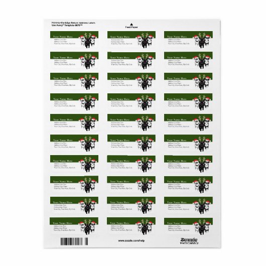 Kerstschnauzers in Santa Hats Etiket (Full Sheet)