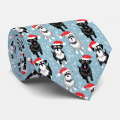 Kerstschnauzers in Santa Hats Lichtblauw Stropdas (Opgerold)