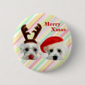 Kerstschnauzers Ronde Button 5,7 Cm (Voorkant)