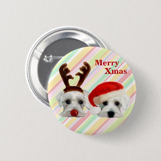 Kerstschnauzers Ronde Button 5,7 Cm (Voorkant /achterkant)