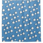Kerstschoeisel Gordijn Blauwe Stars (Voorkant)