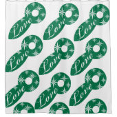 Kerstschoeisel Gordijn Groene Witte sterren (Voorkant)