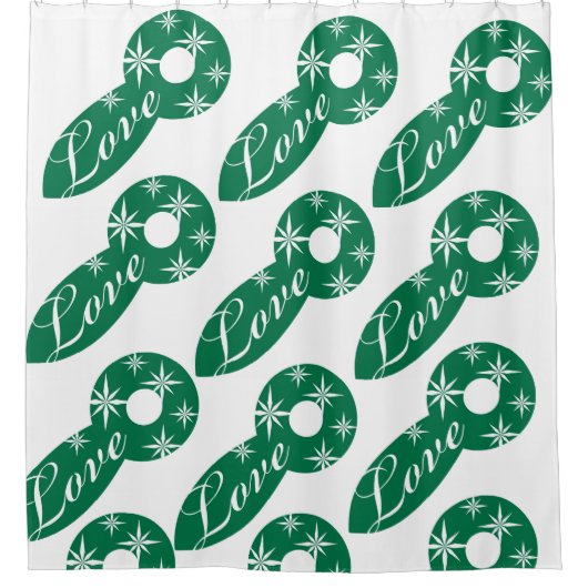 Kerstschoeisel Gordijn Groene Witte sterren (Voorkant)