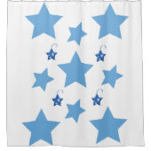 Kerstschoeisel, gordijnblauw sterren douchegordijn (Voorkant)
