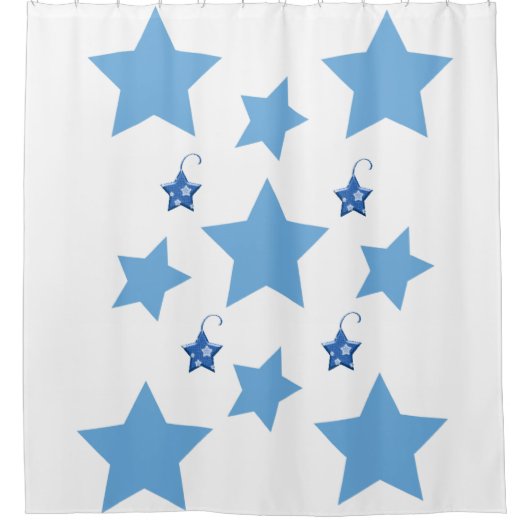 Kerstschoeisel, gordijnblauw sterren douchegordijn (Voorkant)