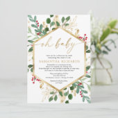 Kerstschoen met Mail Gold Red holly baby Kaart (Staand voorkant)