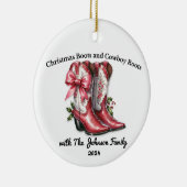 Kerstschoenen en Cowboy Roots Keramisch Ornament (Rechts)