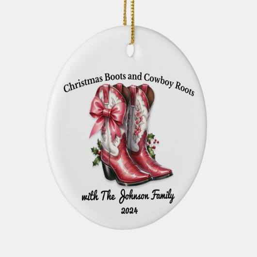 Kerstschoenen en Cowboy Roots Keramisch Ornament (Rechts)