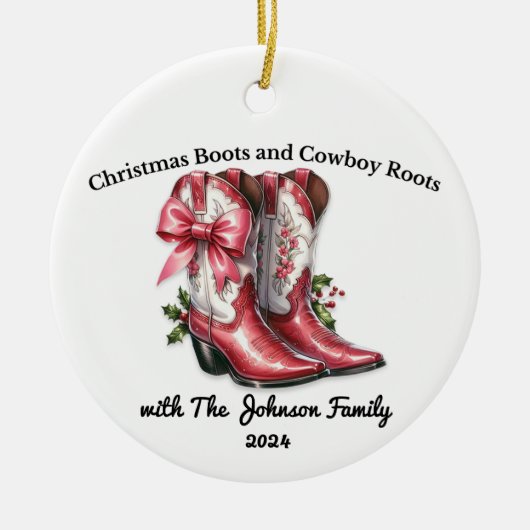Kerstschoenen en Cowboy Roots Keramisch Ornament (Voorkant)