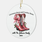 Kerstschoenen en Cowboy Roots Keramisch Ornament (Links)