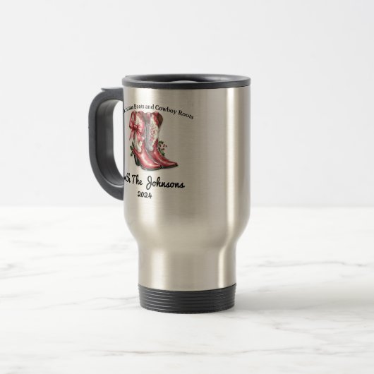 Kerstschoenen en Cowboy Roots Reisbeker (Voorkant links)