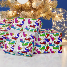 Kerstschoenen met een patroon van verpakkingspapie cadeaupapier