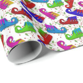 Kerstschoenen met een patroon van verpakkingspapie cadeaupapier (Rol Hoek)