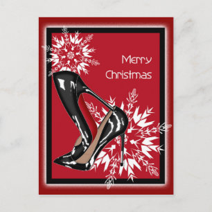 Kerstschoenen Stilettos mode Sneeuwvlok Xmas Feestdagenkaart