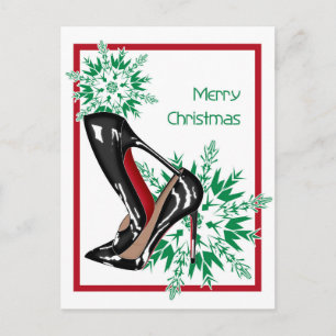 Kerstschoenen Stilettos mode Sneeuwvlok Xmas Feestdagenkaart