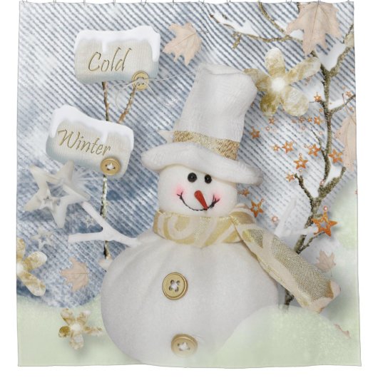 Kerstschoenengordijn/Snowman Douchegordijn (Voorkant)