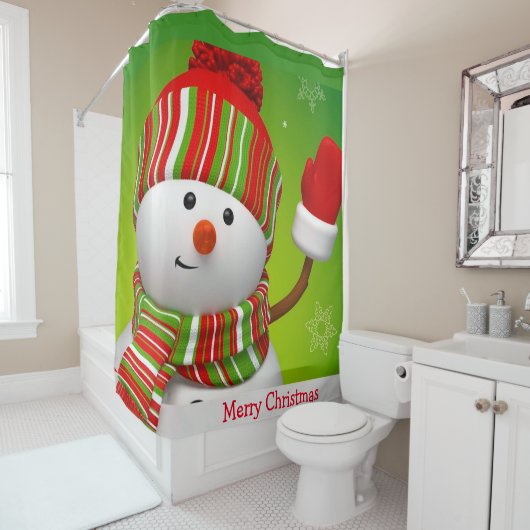 Kerstschoenengordijn/Snowman Douchegordijn (In situ)