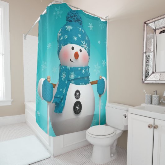 Kerstschoenengordijn/Snowman Douchegordijn (In situ)