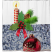 Kerstschoengordijn, kaarsje douchegordijn (Voorkant)