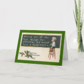Kerstschool Jongen Vintage Feestdagen Kaart (Voorkant)