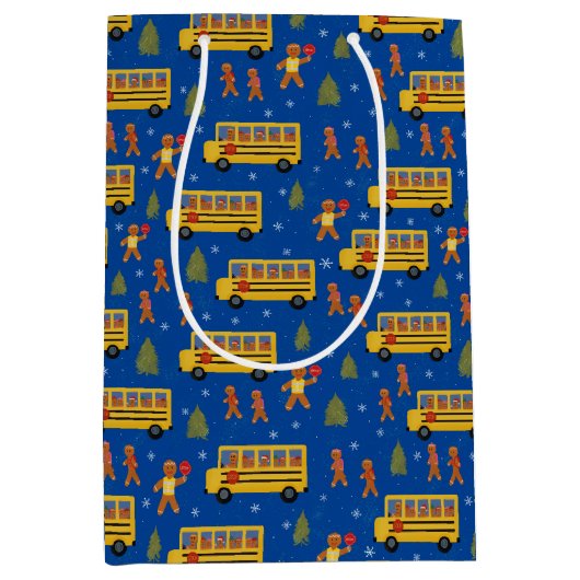 kerstschoolbus ontbijtkoek medium cadeauzakje (Voorkant)