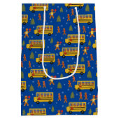 kerstschoolbus ontbijtkoek medium cadeauzakje (Achterkant)
