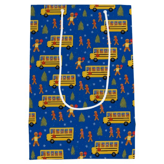 kerstschoolbus ontbijtkoek medium cadeauzakje (Achterkant)