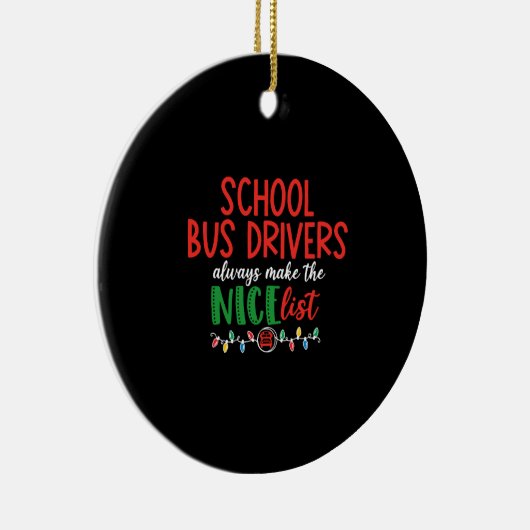 Kerstschoolbuschauffeur, schoolbus keramisch ornament (Rechts)
