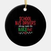 Kerstschoolbuschauffeur, schoolbus keramisch ornament (Voorkant)